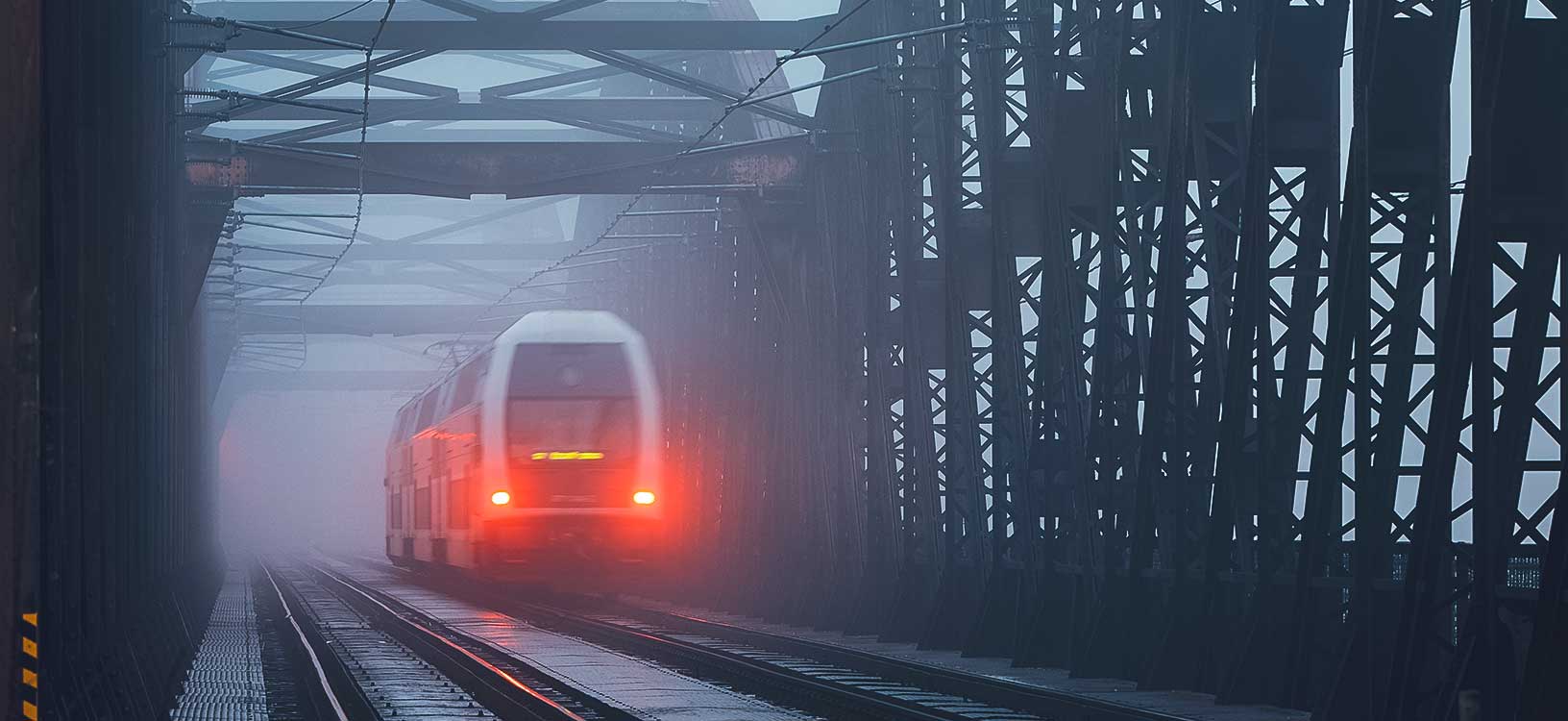 Train on the railway bridge