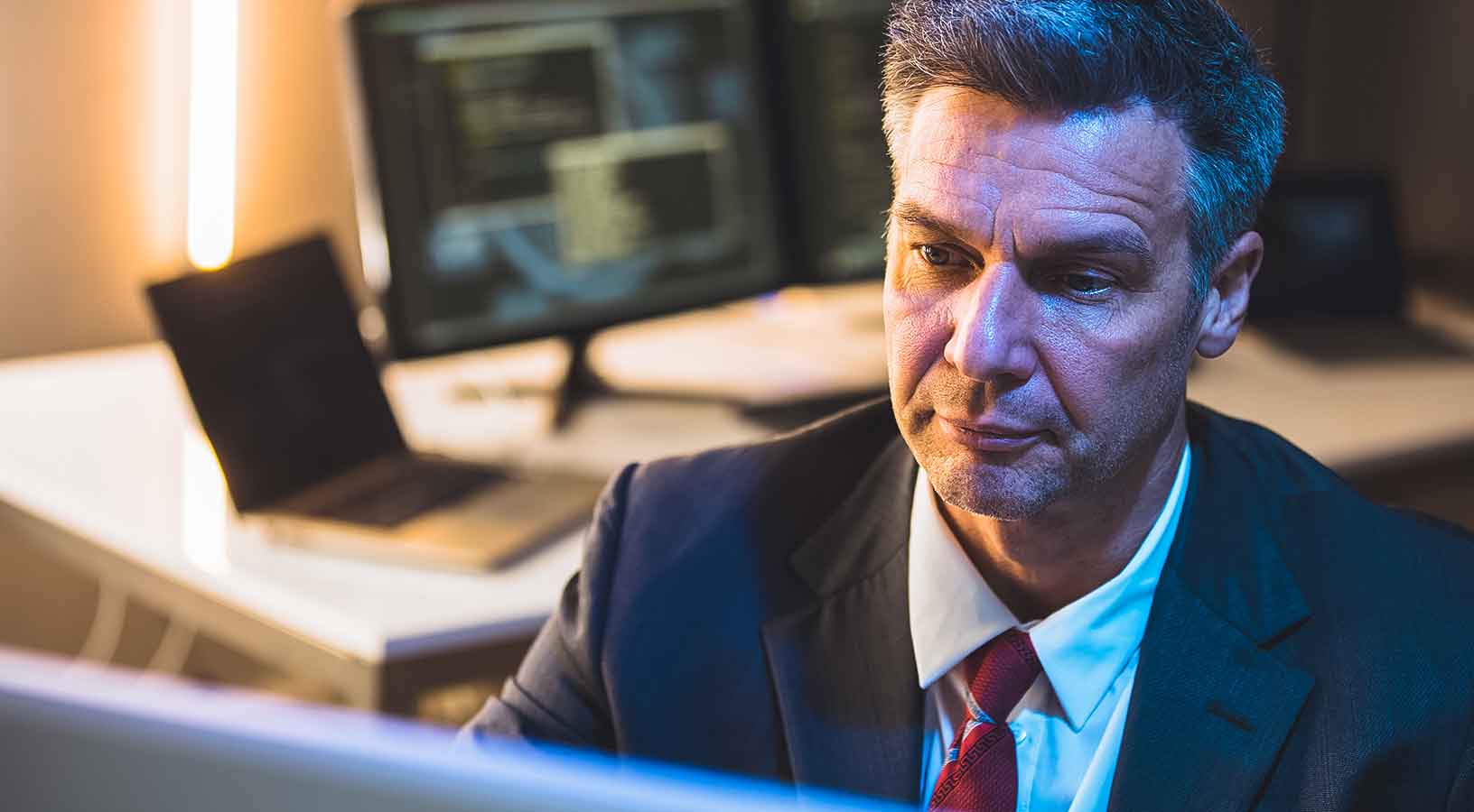 Businessman working on computer