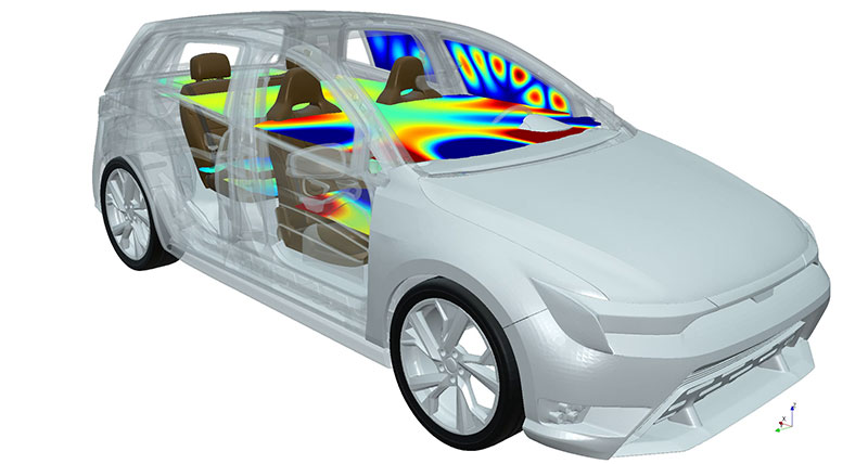 A simulation of the acoustics inside a car