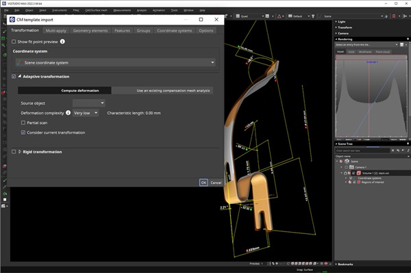 Figure 4. VGSTUDIO MAX software screenshot showing adaptive measurement template