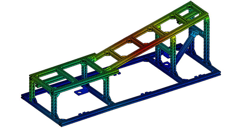 Figure 6. Displacements in the modular aluminum structure.