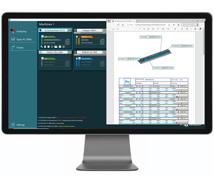 Figure 2. NC Server connects PC-DMIS measurement software with machinery to actively monitor the status of measurements across multiple machine tools