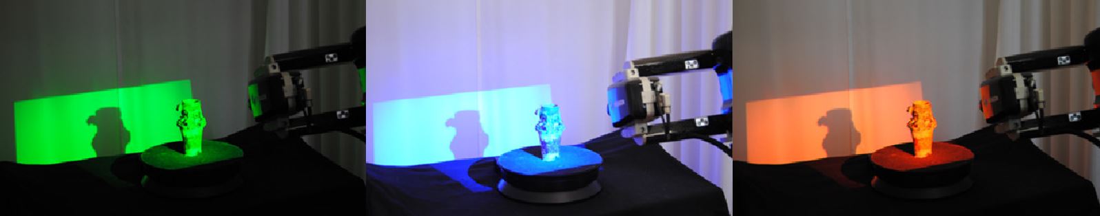 Figure 3: The StereoScan neo’s adaptive full-colour projection technique using strong illumination from three LEDs.