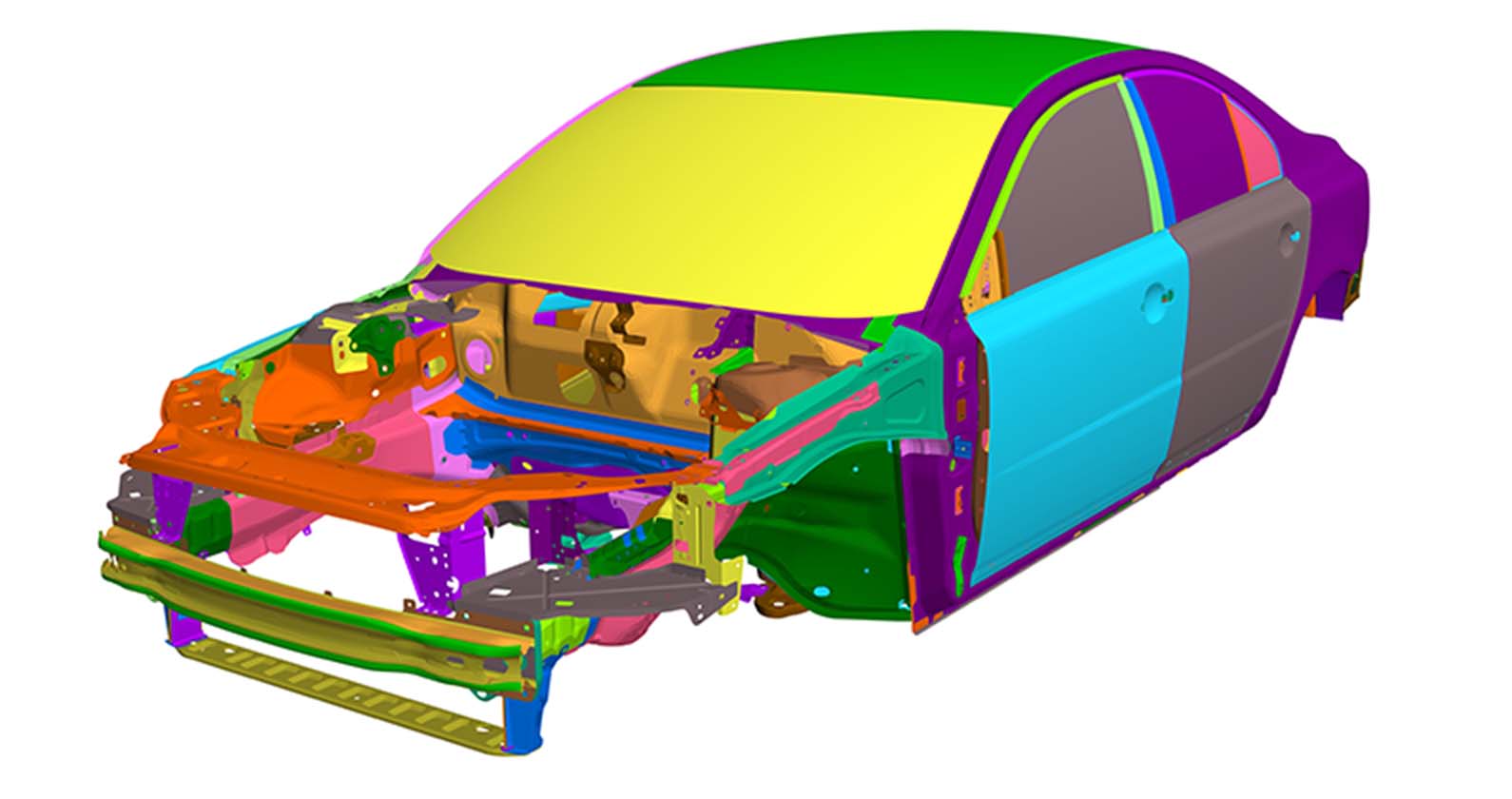 Car structure colour coded