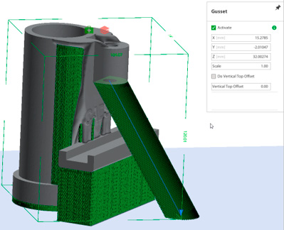 Screenshot displaying Gusset details
