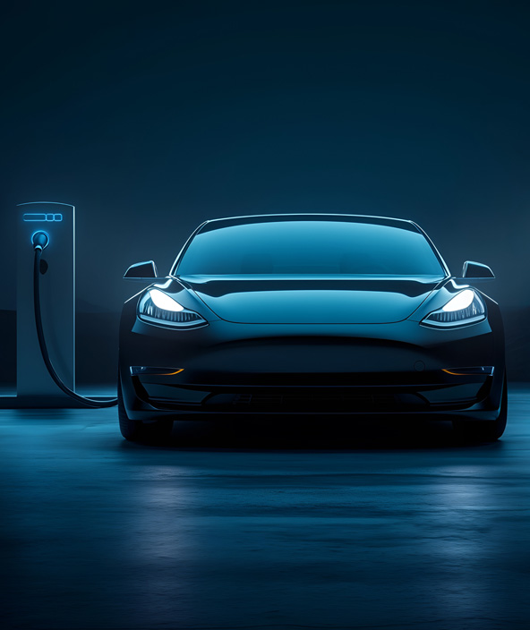 An EV connected to a charging point