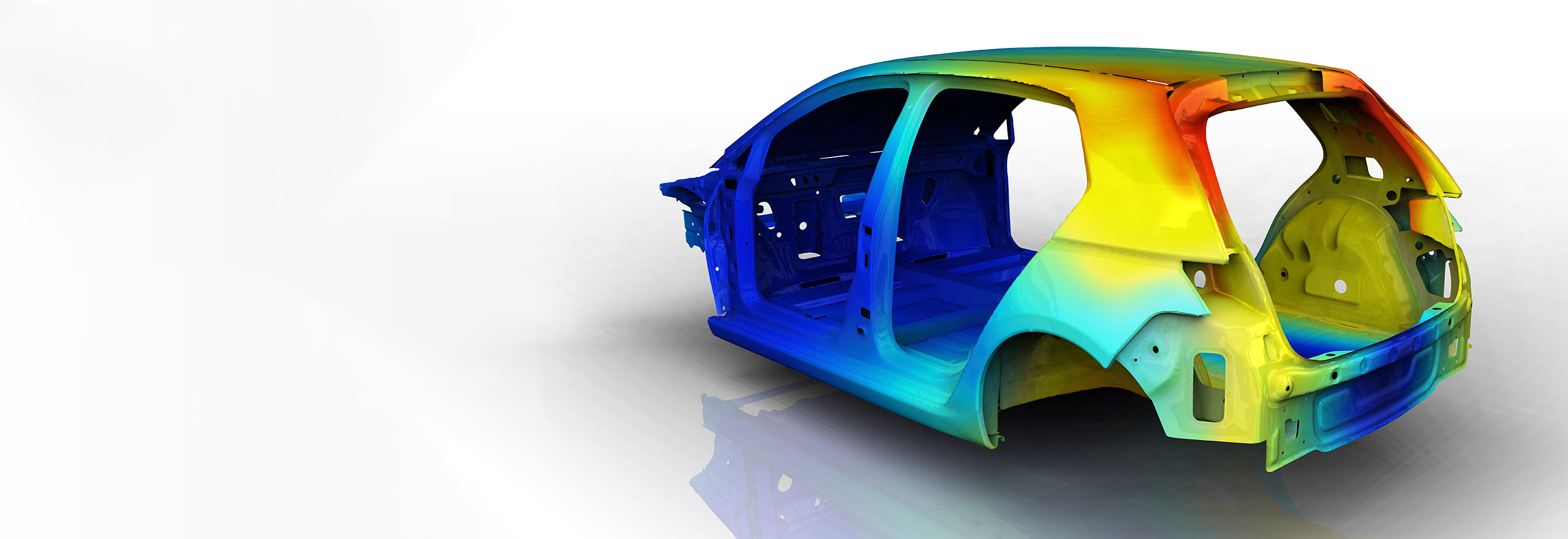 A simulation of a car shell in various multicoloured hues 