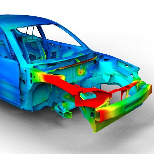 Acoustic simulation of stresses on a car