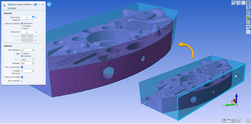 DESIGNER 2023.1 Replace CAD faces with Meshes