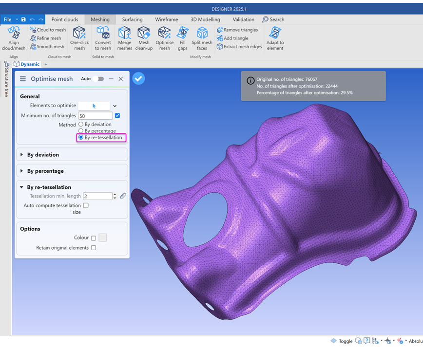 Optimised Re-Mesh for Improved Mesh Operations