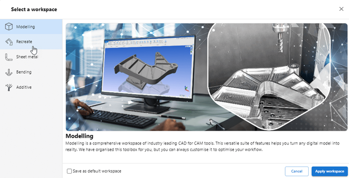 Faster Workspace Switching in DESIGNER 2025.2 with double-click functionality for quick transitions between workspaces.