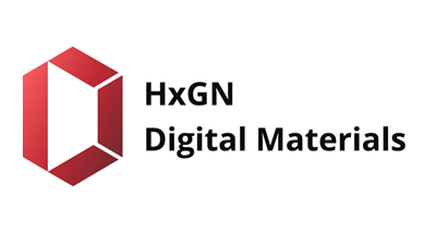 Una v rossa a sinistra del testo nero che dice HxGN Virtual Manufacturing