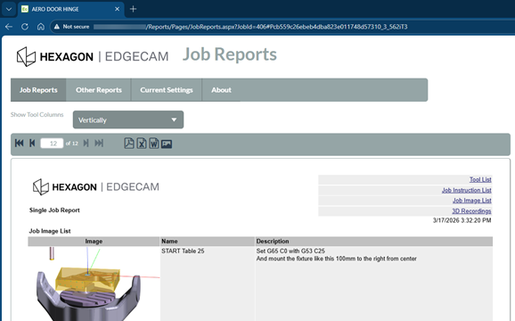 edgecam live job report