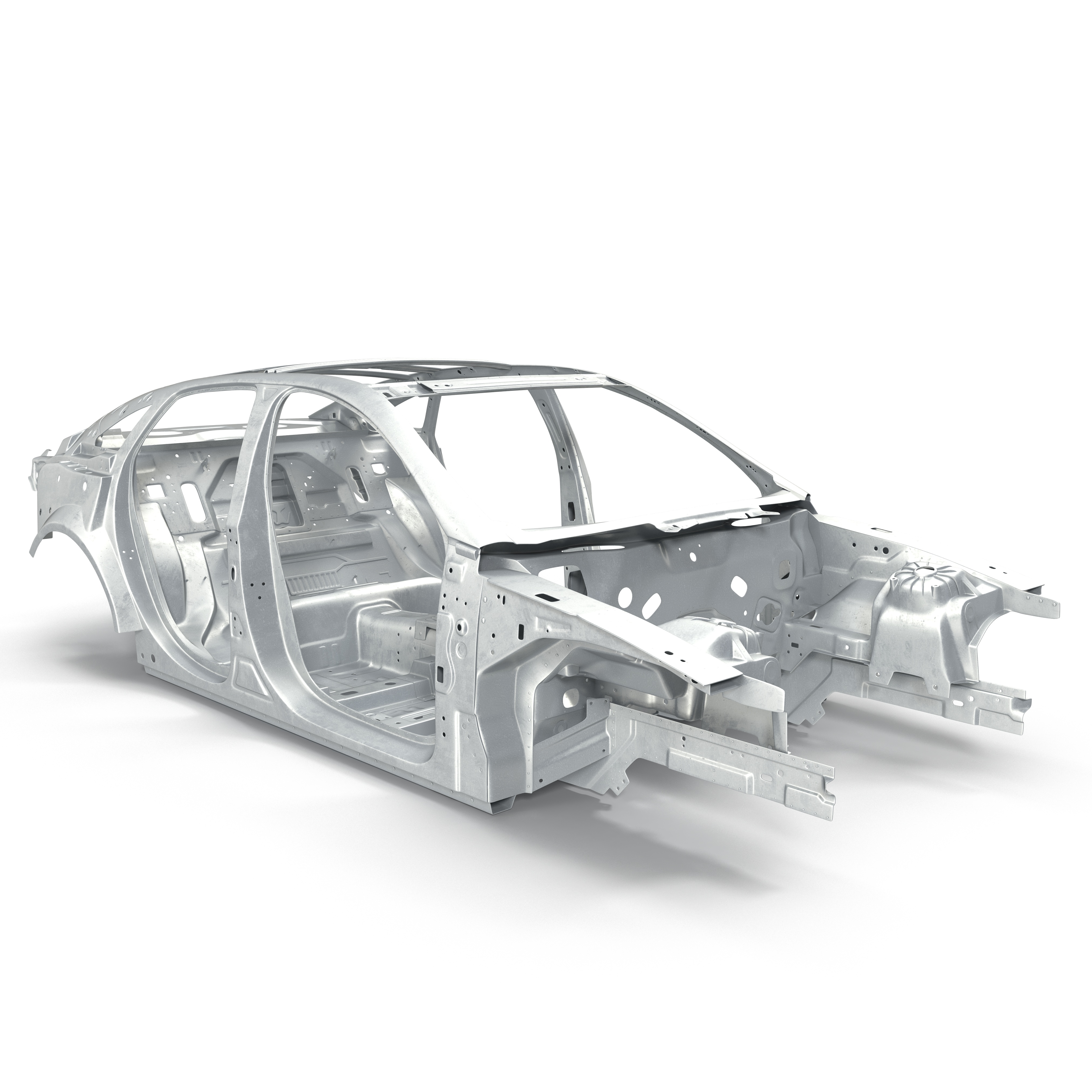 FFA - Carcass of a sedan car on white 3D illustration