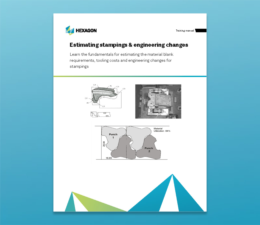 Close up of the training material front cover for estimating stampings & engineering changes