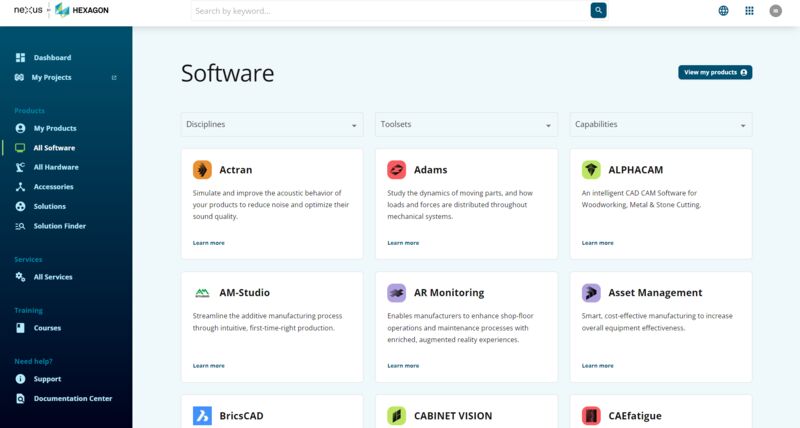 A screenshot of the Nexus portal