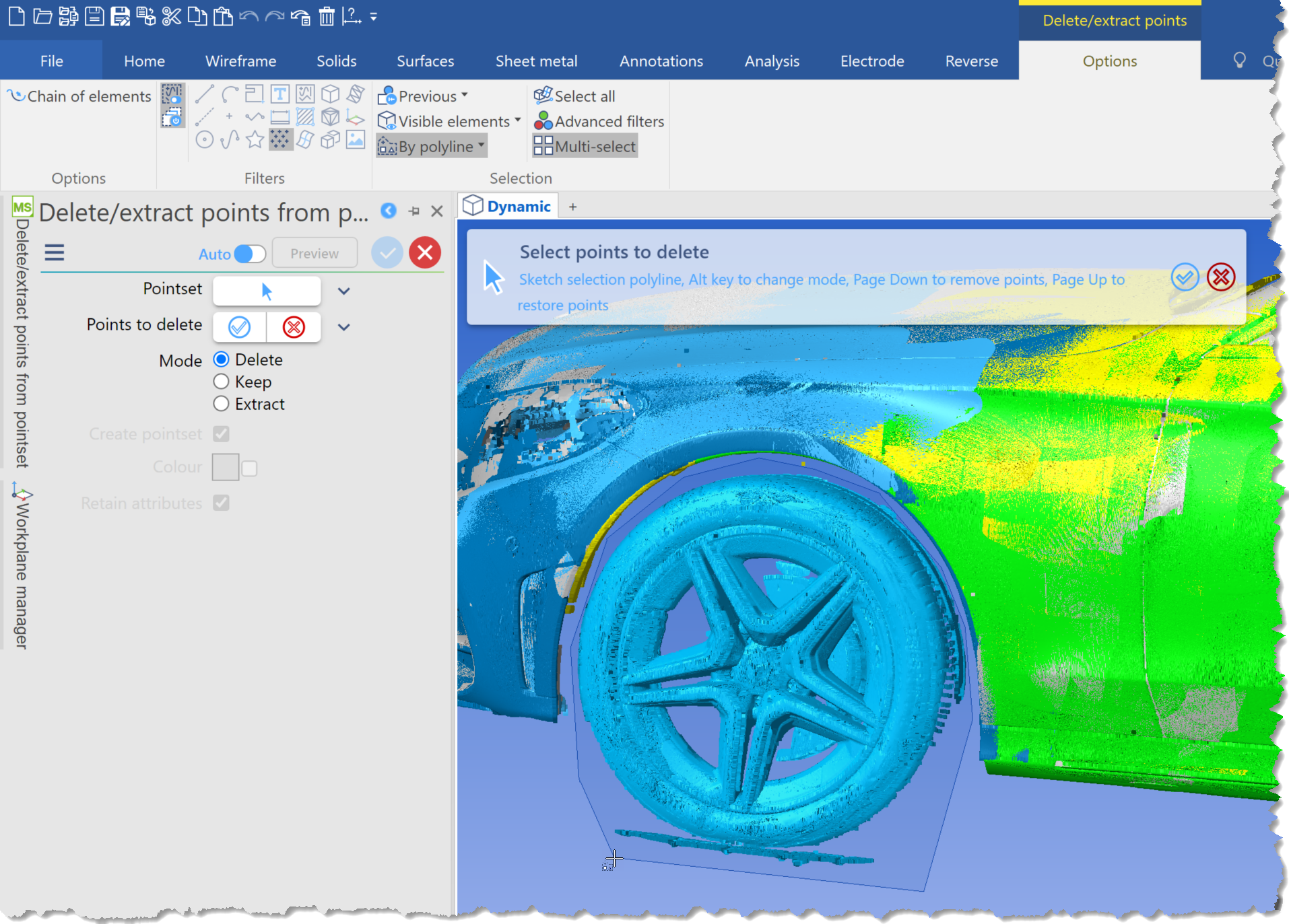 Imagine software de inginerie inversă care prezintă o comparație între CAD și discretizare