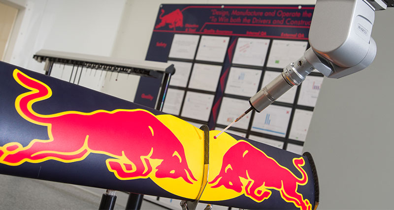 coordinate measurement with CMM and probe of red bull racing part