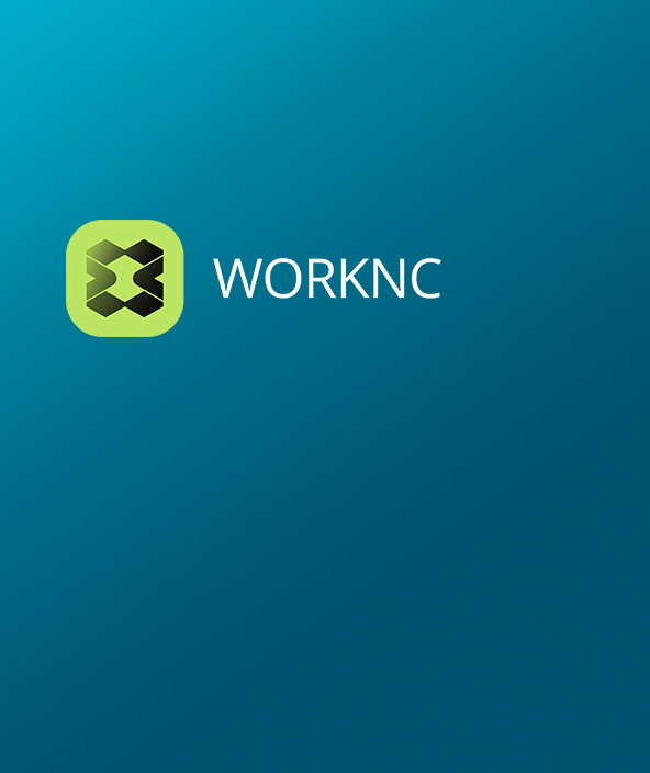 Icono de WORKNC en negro y verde situado en la esquina superior izquierda de una tarjeta con un degradado azul