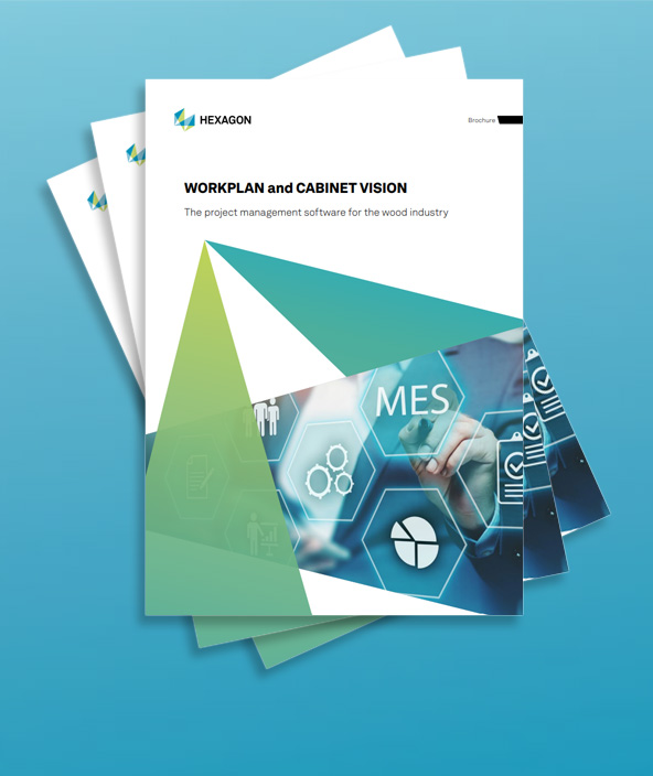 Capa frontal do catálogo de produtos WORKPLAN e CABINET VISION na versão em inglês
