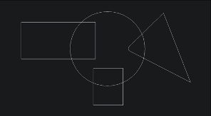 three shapes overlapping the edges of a circle with a dark background