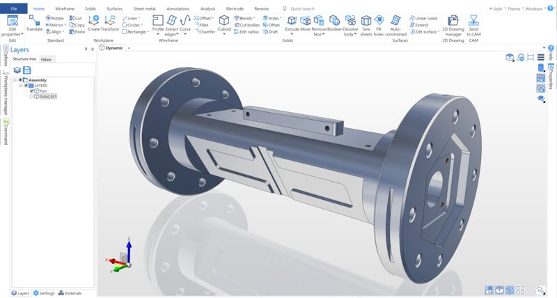 Una schermata del software CAD CAM DESIGNER di Hexagon che mostra un hoverboard progettato con questa soluzione.
