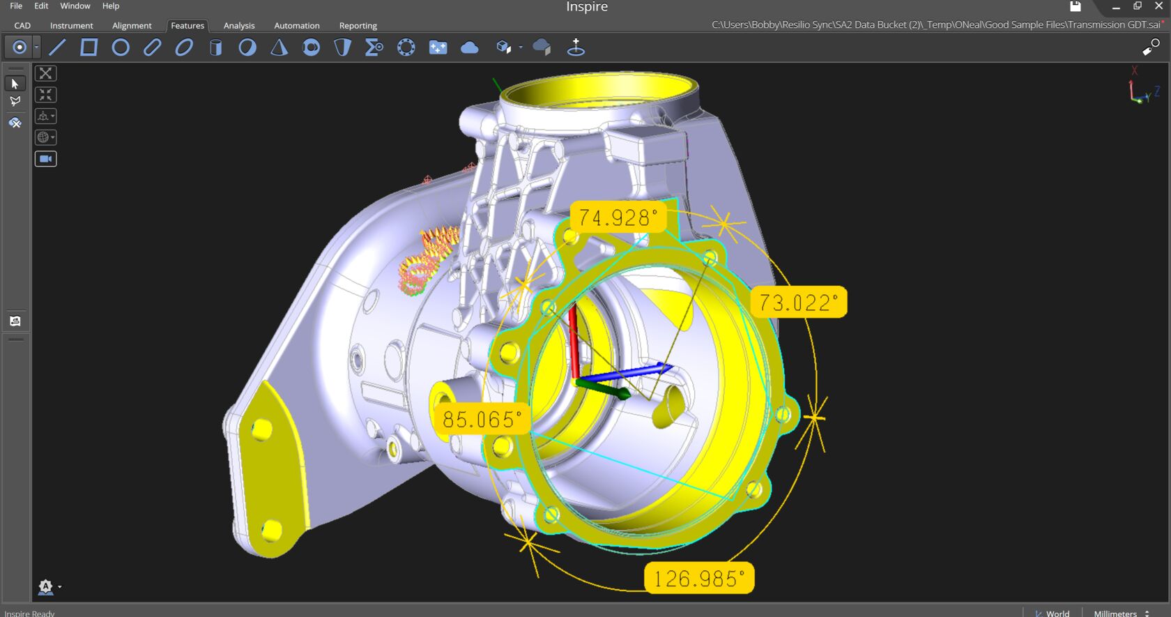 Vehicle transmission measured with Hexagon'a Inspire metrology software