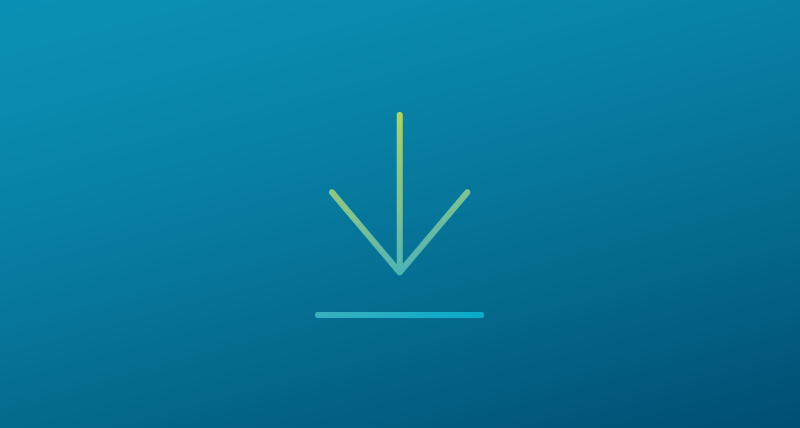 An arrow pointing down representing a downloadable item on a blue gradient background