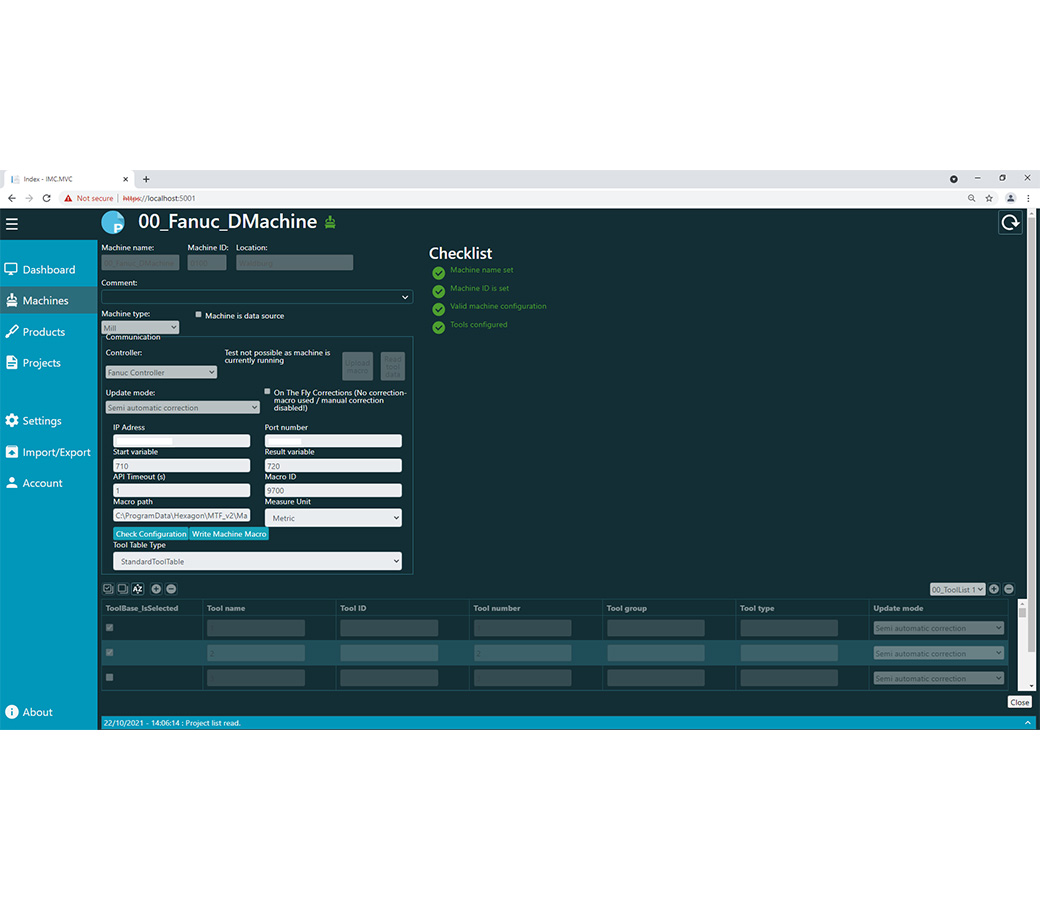 Q-DAS IMC intelligent machine control software screenshot