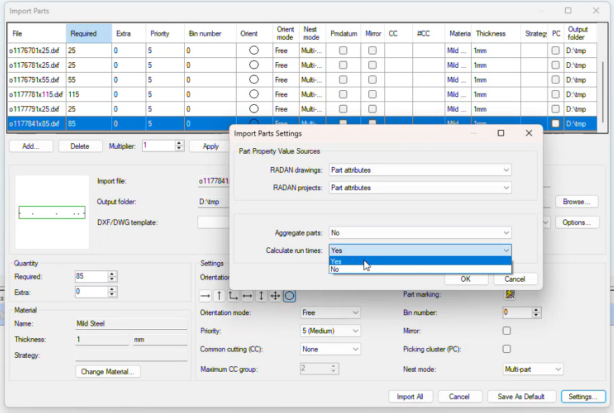 Radan Time Estimates