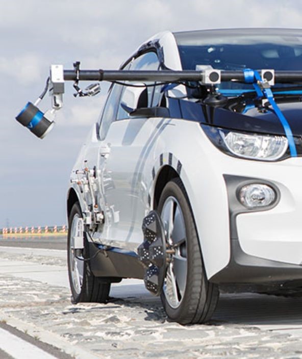 Car with Hexagon measuring products attached 