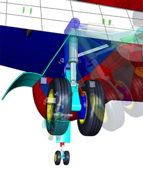 Image of a simulation of stress on landing gear for aircraft