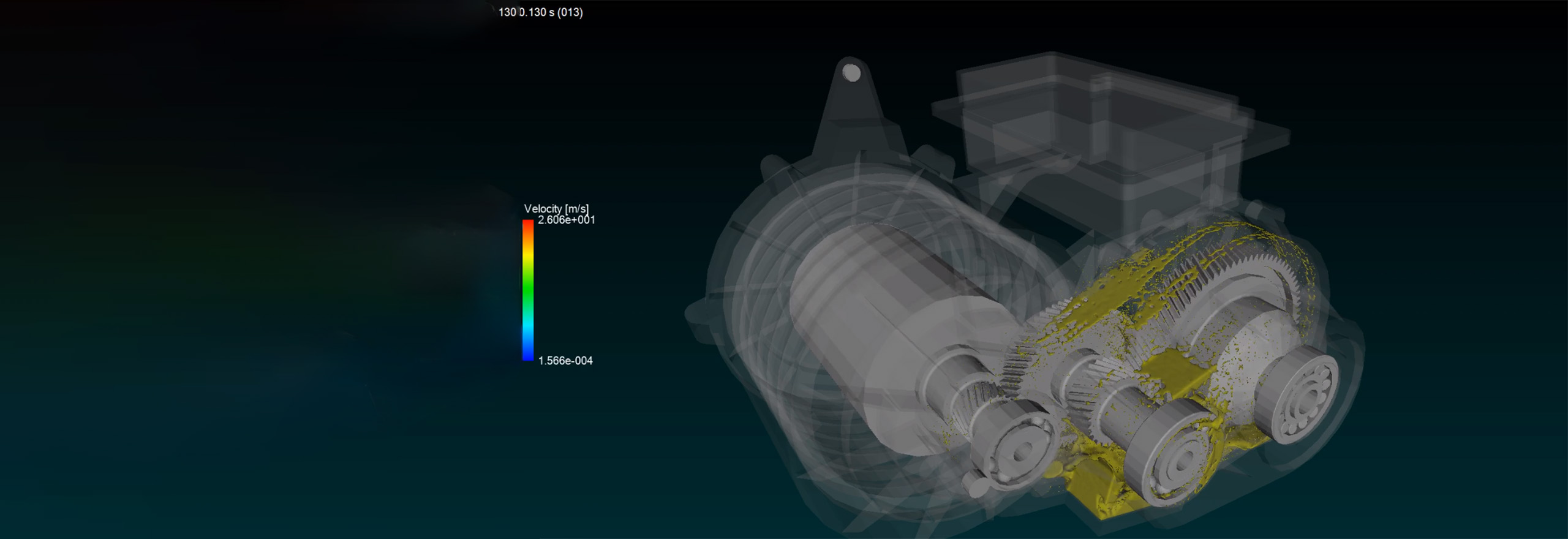 Gearbox simulation model from Romax being used in Particleworks CFD simulation