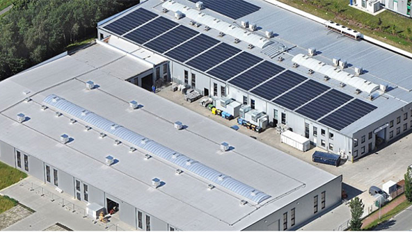 Image showing production facility depicting closed-loop manufacturing with solar panels on roof