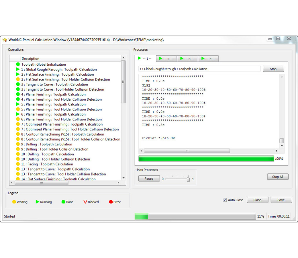 Capture d’écran du logiciel de fabrication WORKNC Advanced Parallel Processing