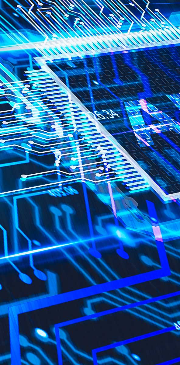 Ein stilisiertes Bild eines Computer-Motherboards