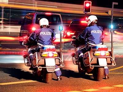 German Federal Police patrol traffic in Hamburg