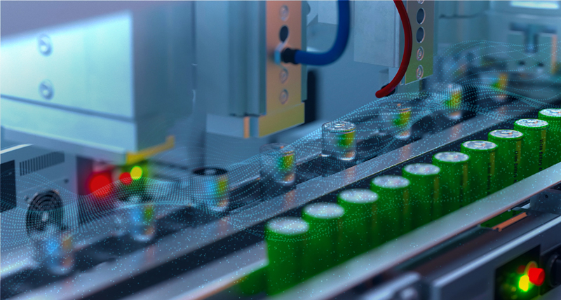 Battery cells on the inspection line