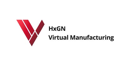 Un « v » rouge à gauche du texte noir « HxGN Virtual Manufacturing »