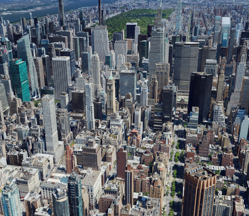 Modelo 3D de malha aérea de edificações elevadas na cidade de Nova York