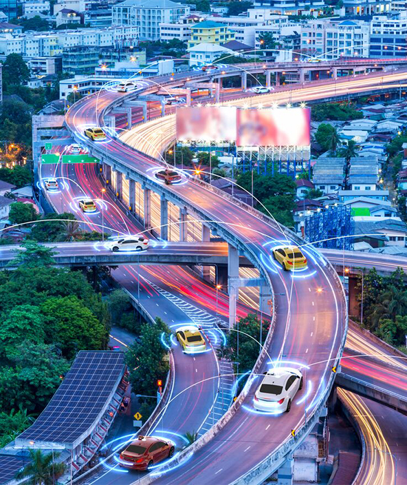 autonomous vehicles drive on a highway
