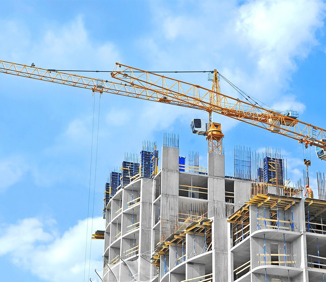 crane on a high rise building construction site