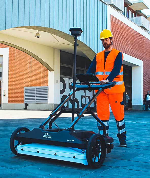 The Stream DP multi-channel ground penetrating radar in use. 