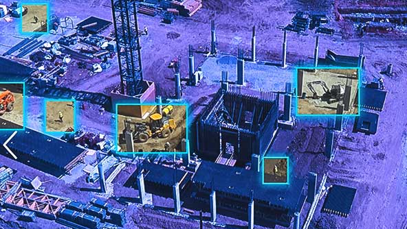 Composite of overhead images taken with Oxblue technology at a construction site