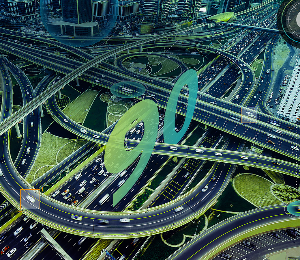 A colorful outline of an area of buildings and trees mapped from above on a dark background with the text "Reporter 87"