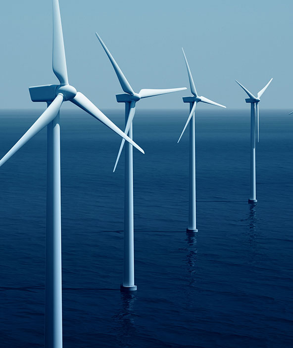 Wind turbines off-shore in the ocean