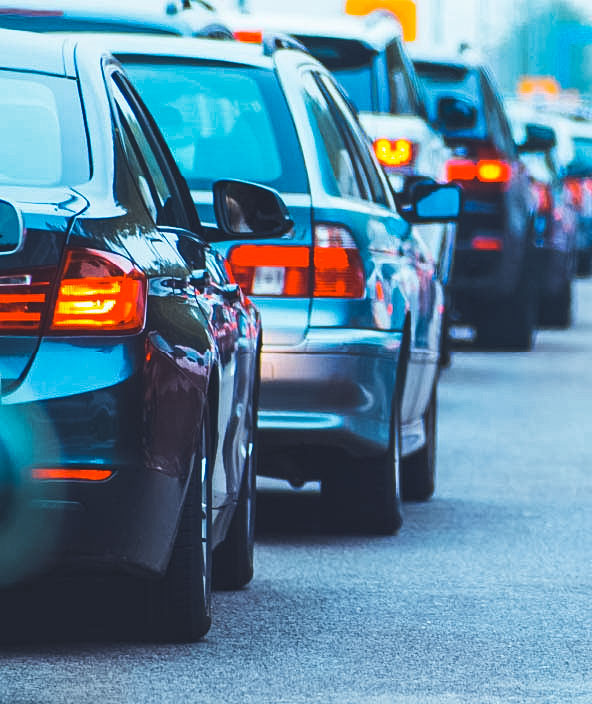 Cars stopped in traffic