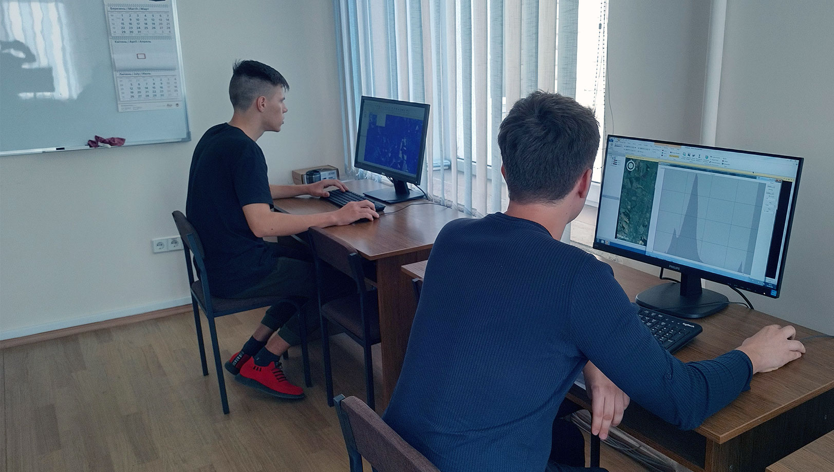Students using software sat at desks
