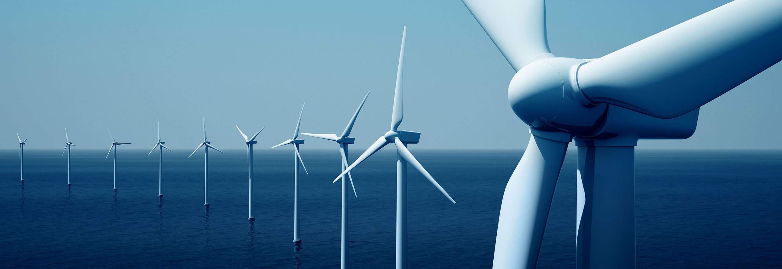 Wind turbines off-shore in the ocean
