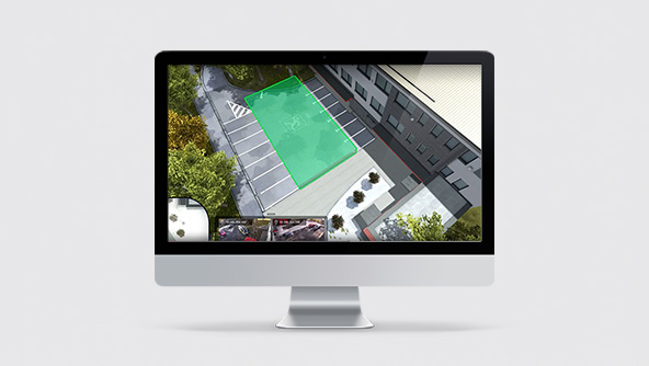 Captura de tela exibindo a zona de segurança no software Accur8vision